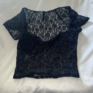 Black Lacey top - XS